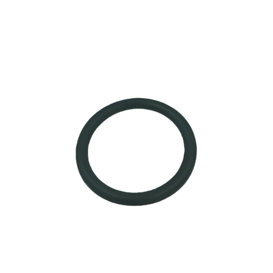 Black rubber O-ring on a white background
